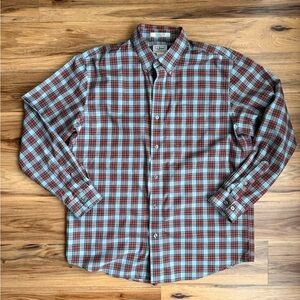 L.L. Bean Red and green plaid/tartan button down Shirt